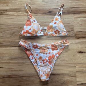 SHEIN Floral Orange and White Bikini